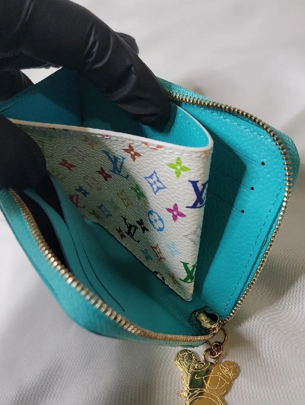 Louis Vuitton X TM Turquoise Embossed Monogram Zip Wallet